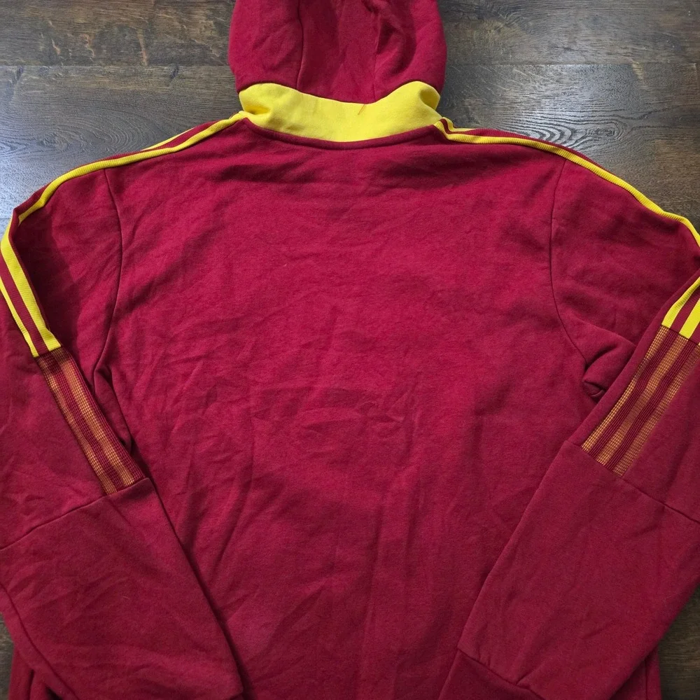 Adidas Real Salt Lake Soccer Hoodie Mens XL Red Yellow RSL MLS Pullover Fleece